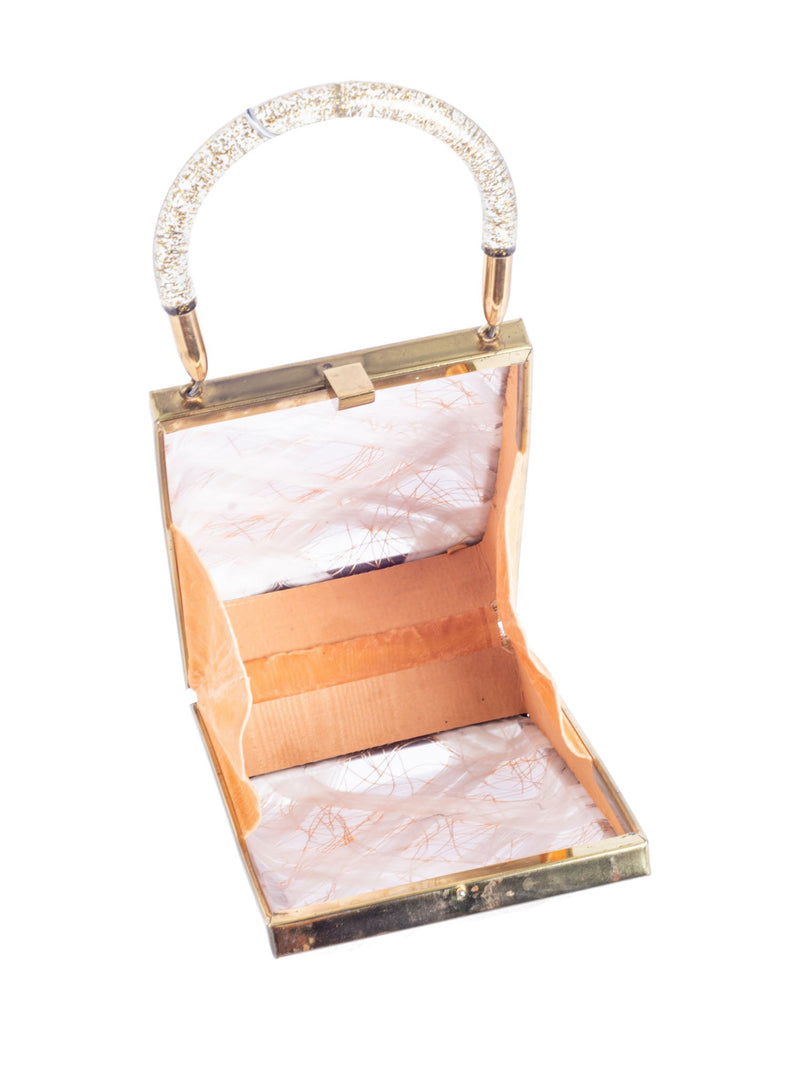 Vintage 50's Americana Lucite Top Handle Bag Gold-designer resale
