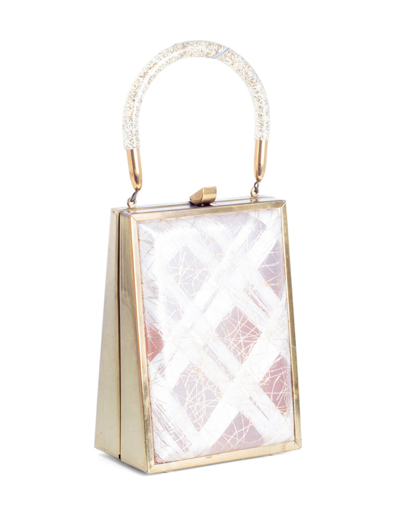 Vintage 50's Americana Lucite Top Handle Bag Gold-designer resale