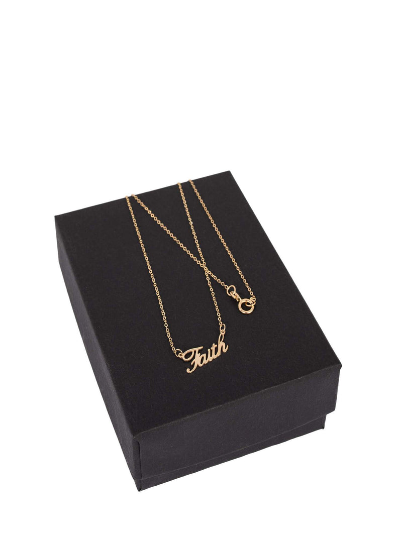 Vintage Custom 14K Gold Faith Pendant Necklace-designer resale