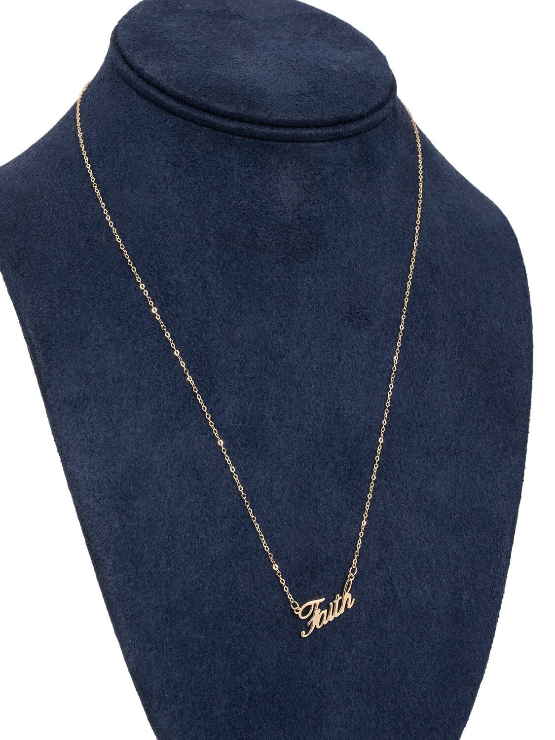 Vintage Custom 14K Gold Faith Pendant Necklace-designer resale