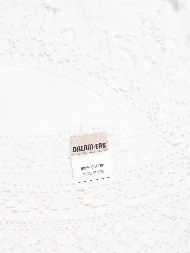 Vintage Eyelet Cotton Lace Dress White-designer resale