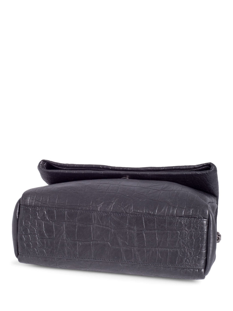 Yves Saint Laurent Crocodile Embossed LeatherWest Hollywood Bag Black-designer resale