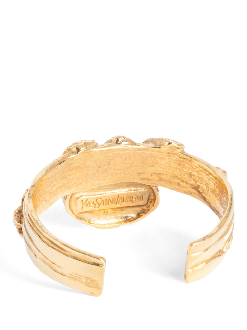 Yves Saint Laurent Vintage Wide Stone Cuff Gold-designer resale