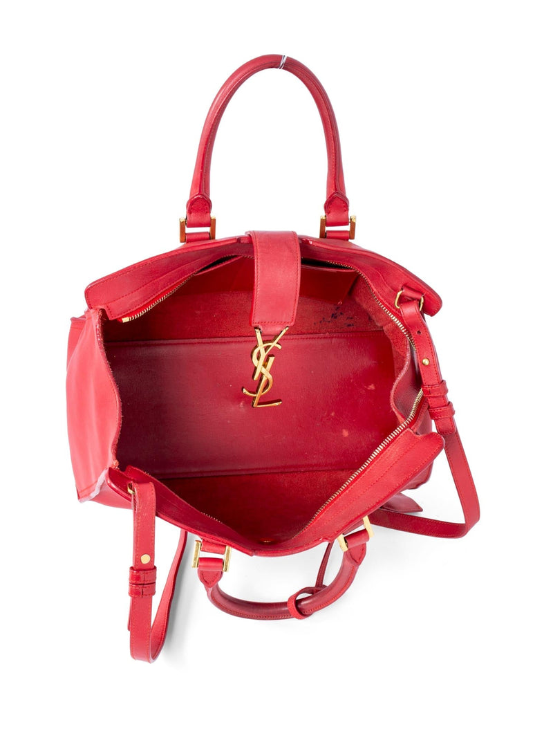 Yves Saint Laurent YSL Logo Leather Messenger Bag Red-designer resale
