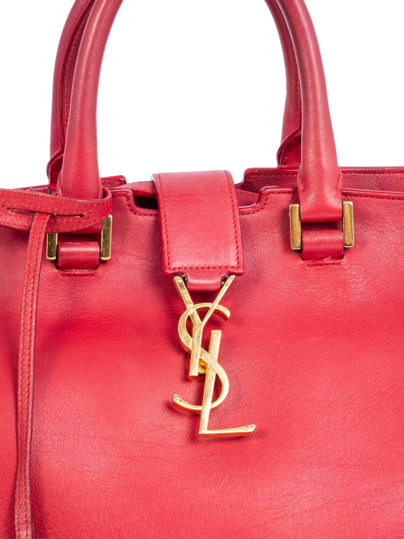 Yves Saint Laurent YSL Logo Leather Messenger Bag Red-designer resale