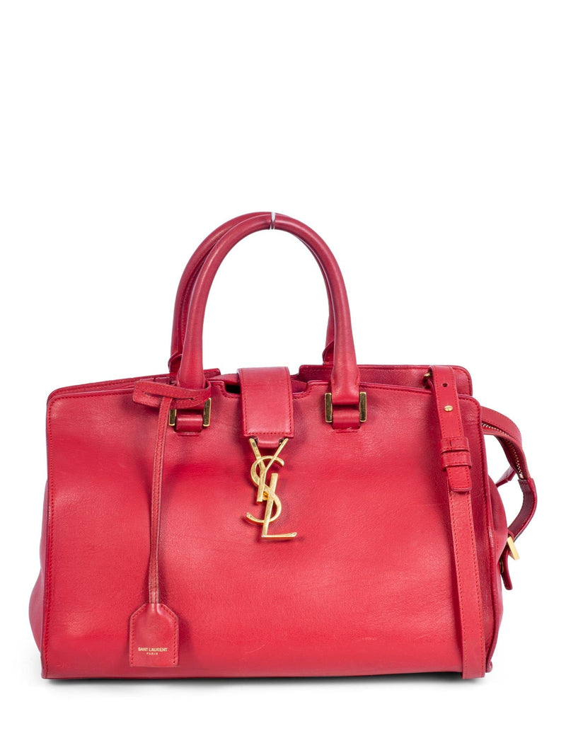 Yves Saint Laurent YSL Logo Leather Messenger Bag Red-designer resale