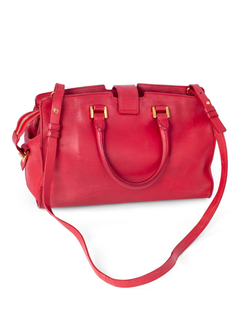 Yves Saint Laurent YSL Logo Leather Messenger Bag Red-designer resale