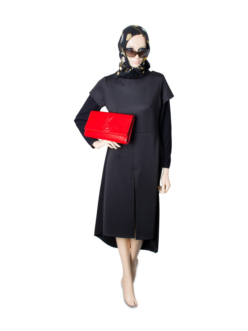 Yves Saint Laurent YSL Logo Patent Leather Large Flap Clutch Red-designer resale