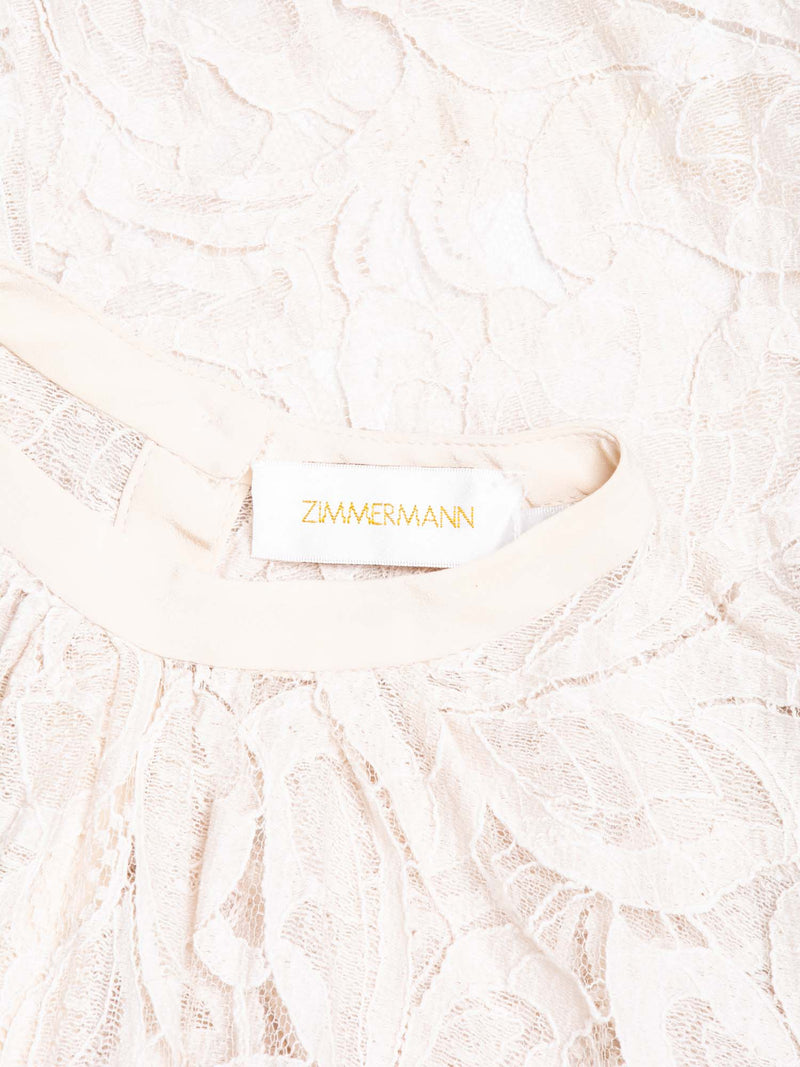 Zimmermann Cotton Lace A Line Blouse Beige-designer resale