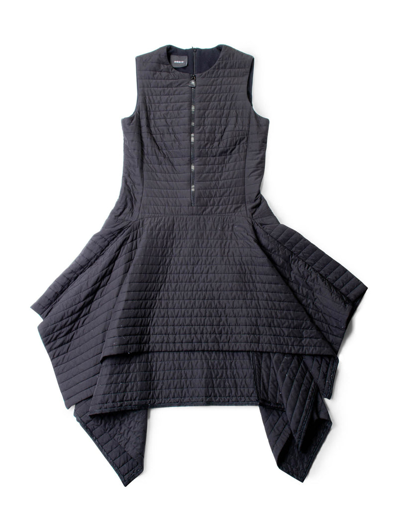 Akris Quilted Asymmetric Aline Dress Black-designer resale