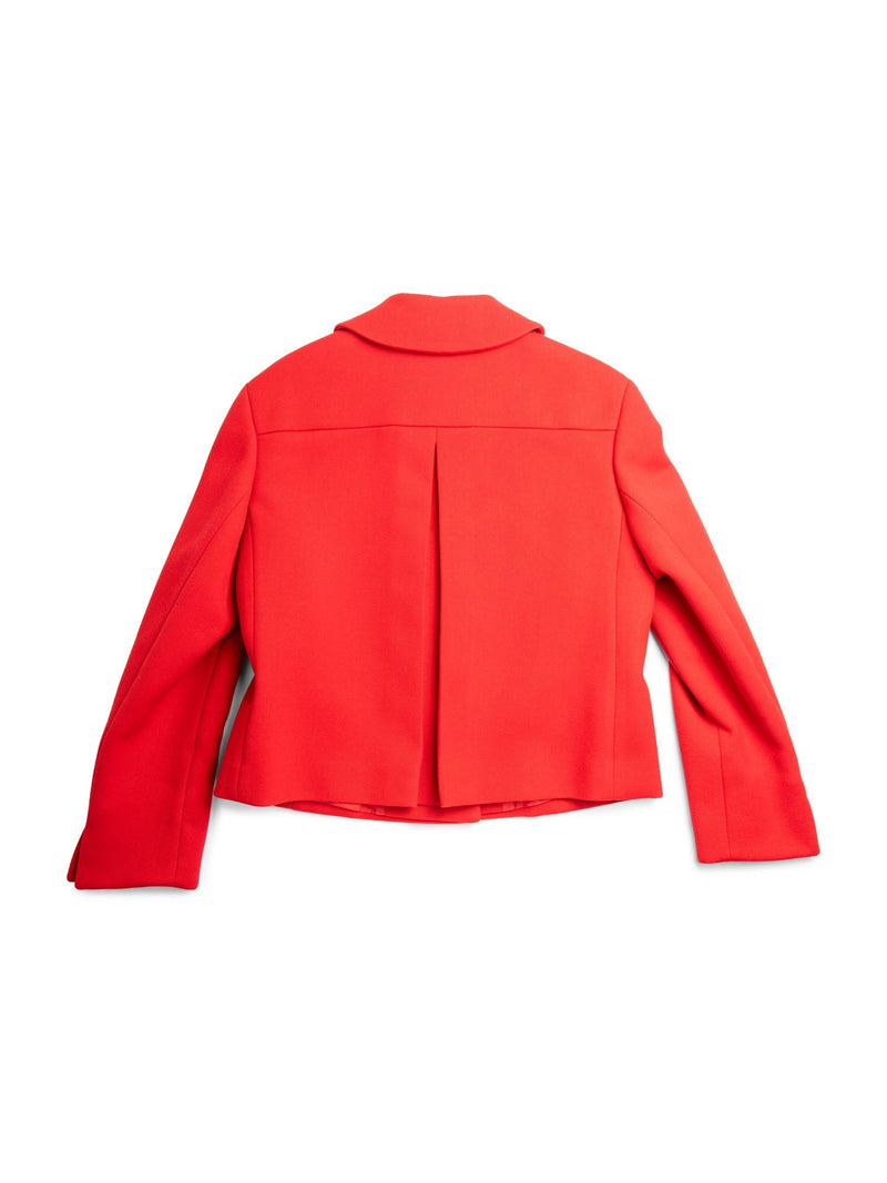 Akris Wool Pleated Cropped Jacket Red-designer resale