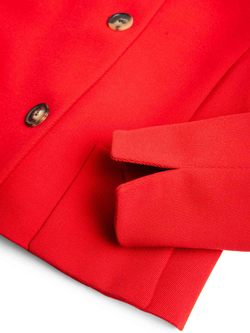 Akris Wool Pleated Cropped Jacket Red-designer resale