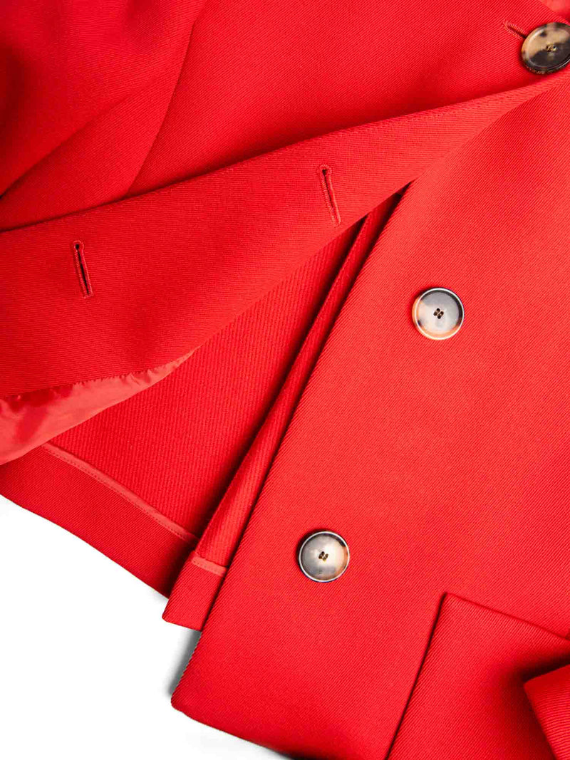Akris Wool Pleated Cropped Jacket Red-designer resale