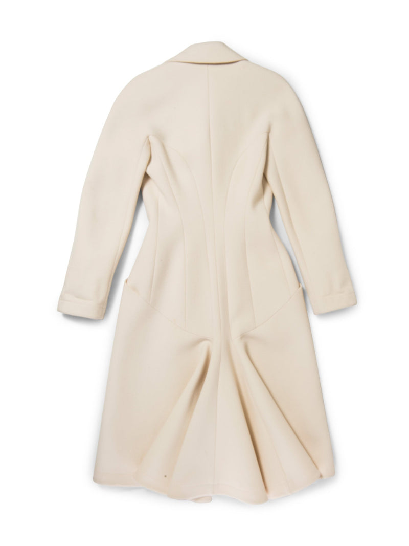 Alaia Wool A Line Double Breasted Midi Long Jacket Coat Ivory-designer resale