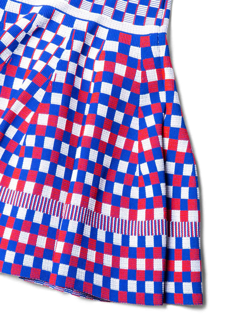 Alexander McQueen Checkered Aline Dress Blue Red White-designer resale