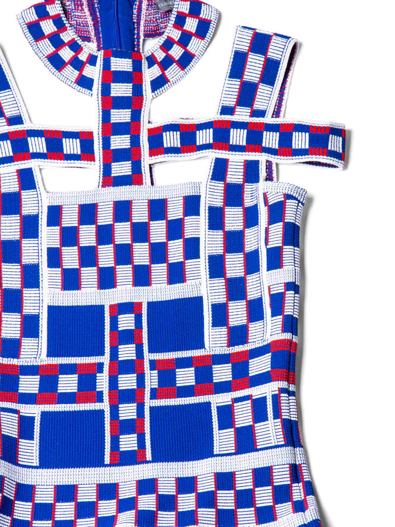 Alexander McQueen Checkered Aline Dress Blue Red White-designer resale