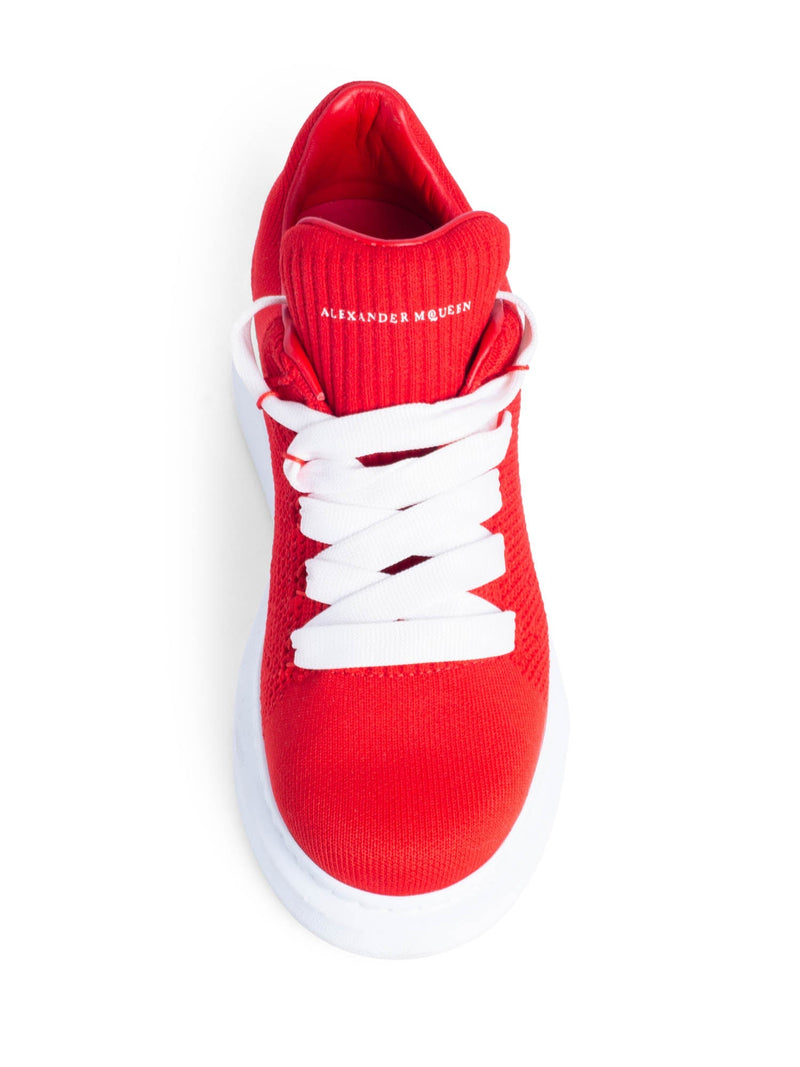 Alexander McQueen Platform Knitted Sneakers Red White-designer resale