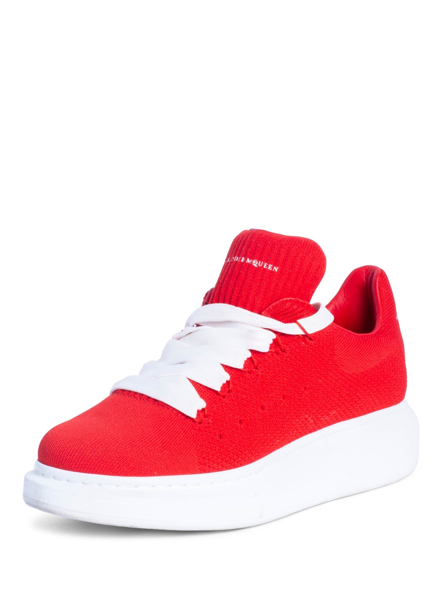 Alexander McQueen Platform Knitted Sneakers Red White-designer resale