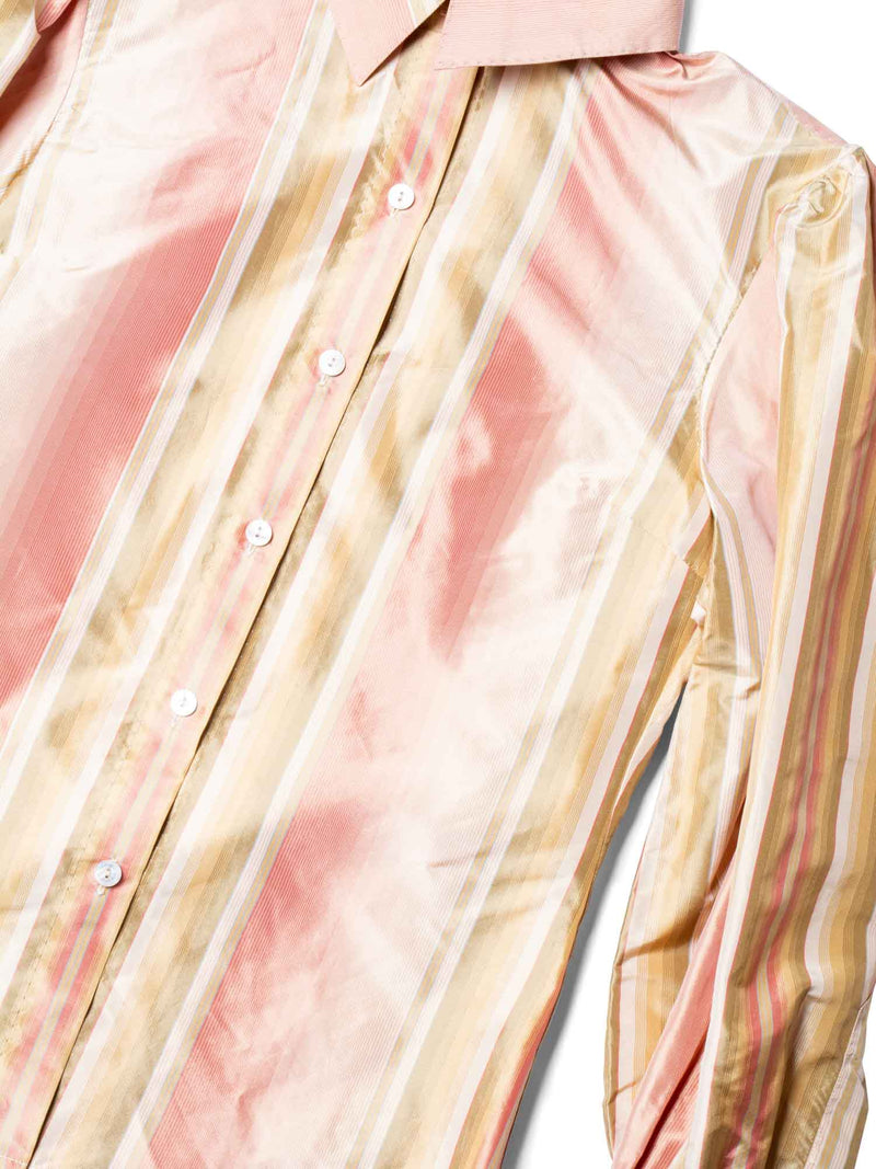 Alexander McQueen Silk Striped Collared Button Up Blouse Multicolor-designer resale