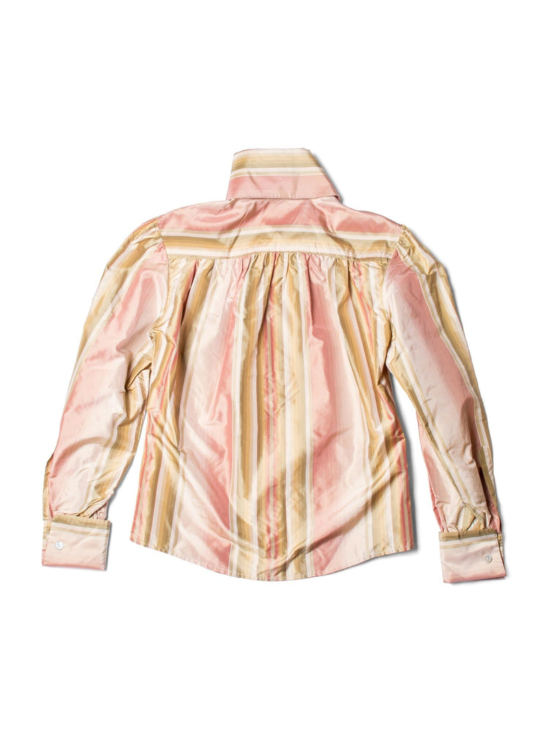 Alexander McQueen Silk Striped Collared Button Up Blouse Multicolor-designer resale