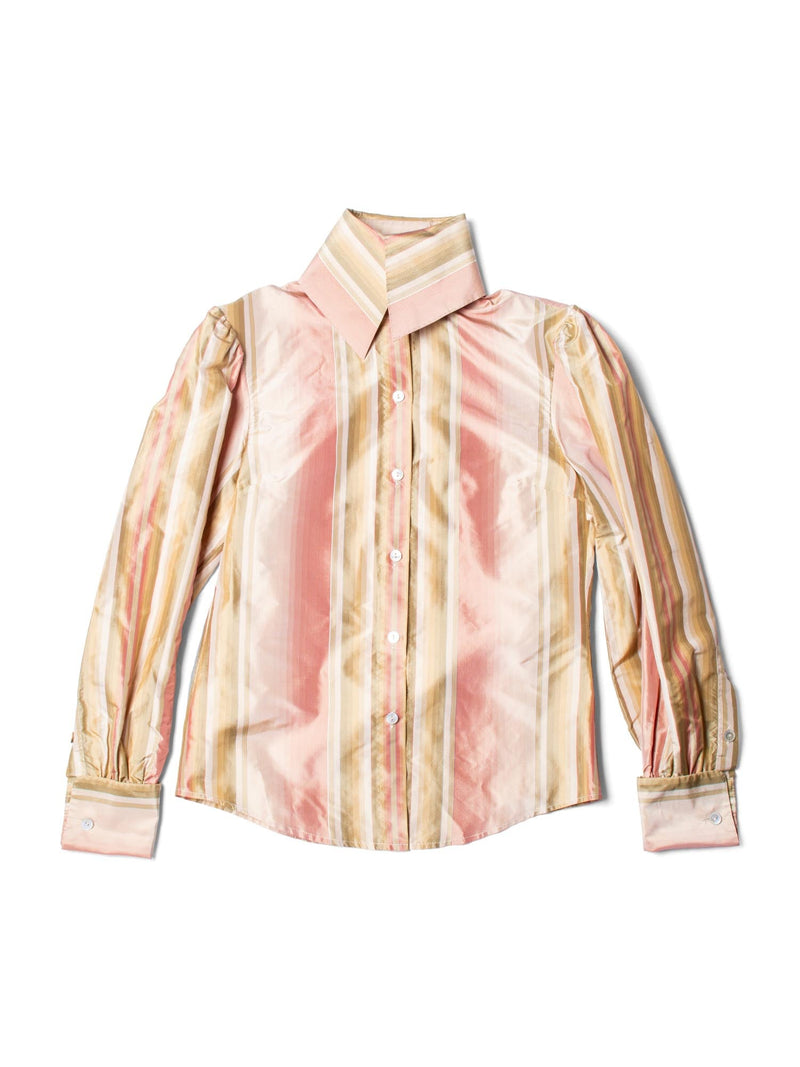 Alexander McQueen Silk Striped Collared Button Up Blouse Multicolor-designer resale