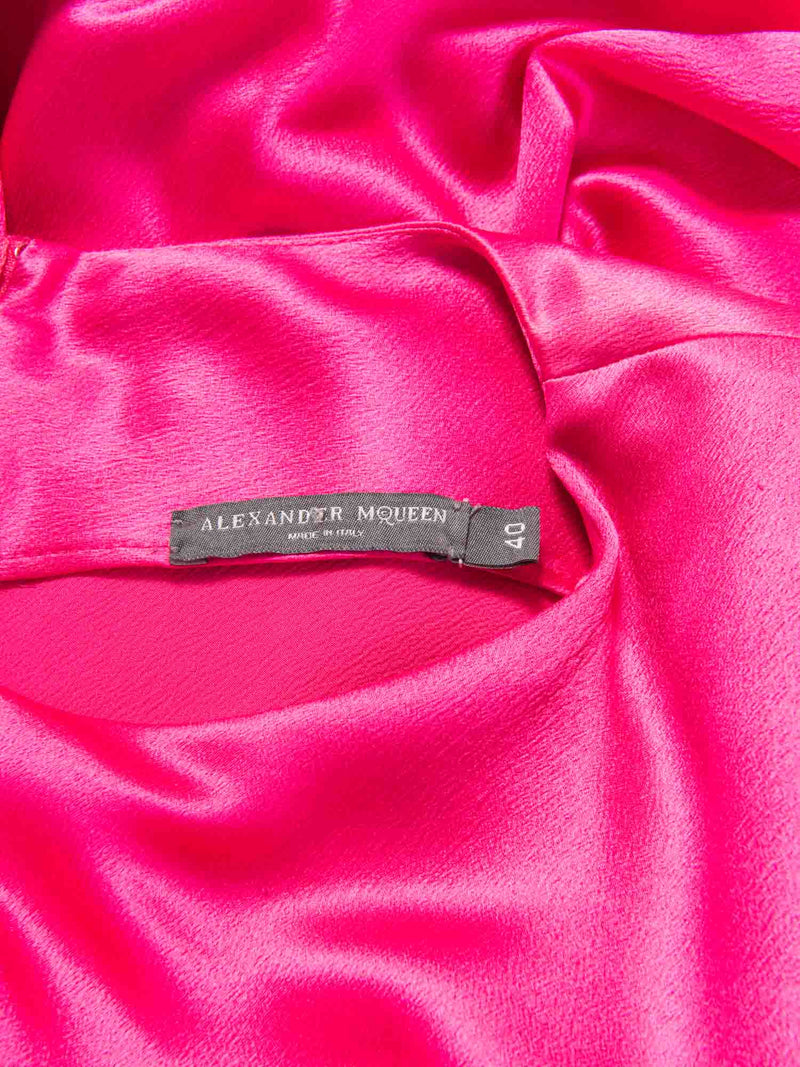 Alexander McQueen Vintage Silk Belted Asymmetric Dress Pink-designer resale