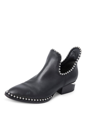 Alexander Wang Studded Leather Cowboy Booties Black-designer resale