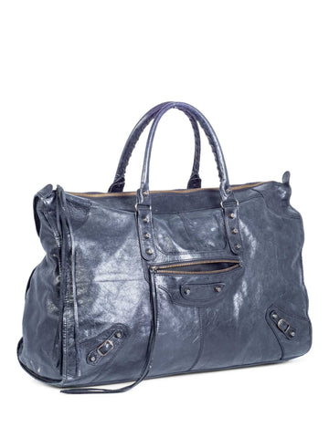 Balenciaga Distressed Leather Classic Hardware City Duffle Bag Black-designer resale