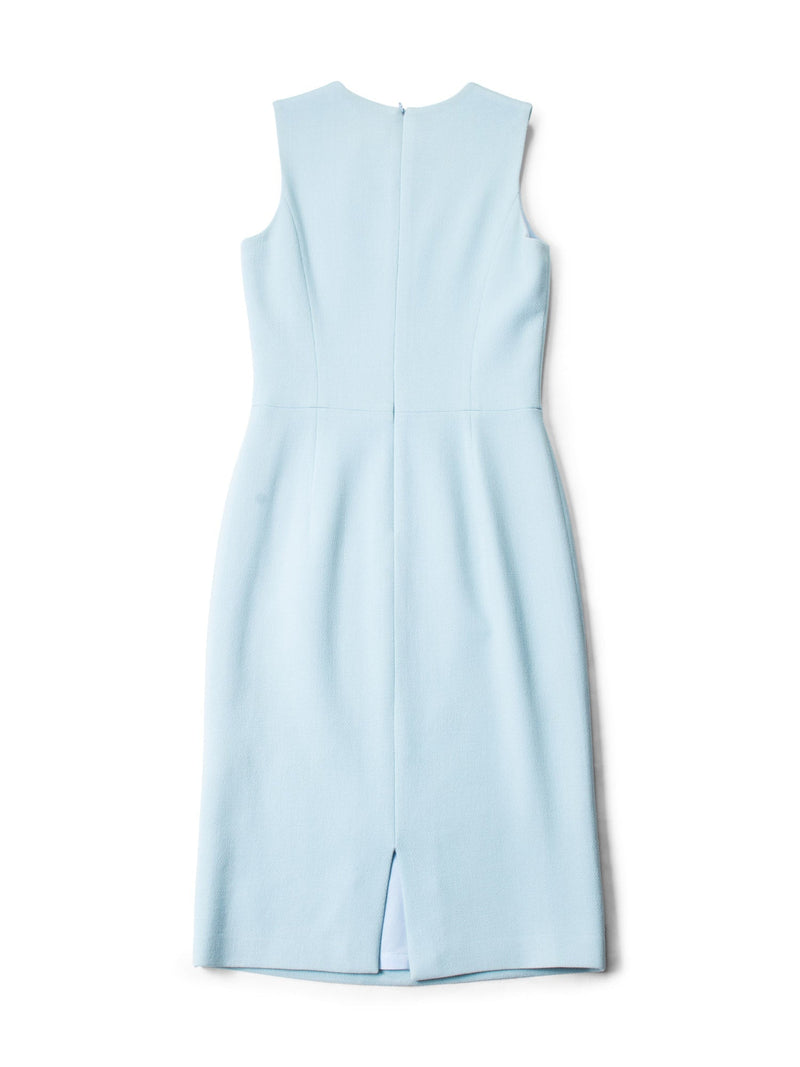 Barneys New York Wool Fitted Pencil Dress Light Blue-designer resale