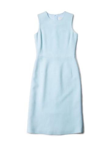 Barneys New York Wool Fitted Pencil Dress Light Blue-designer resale