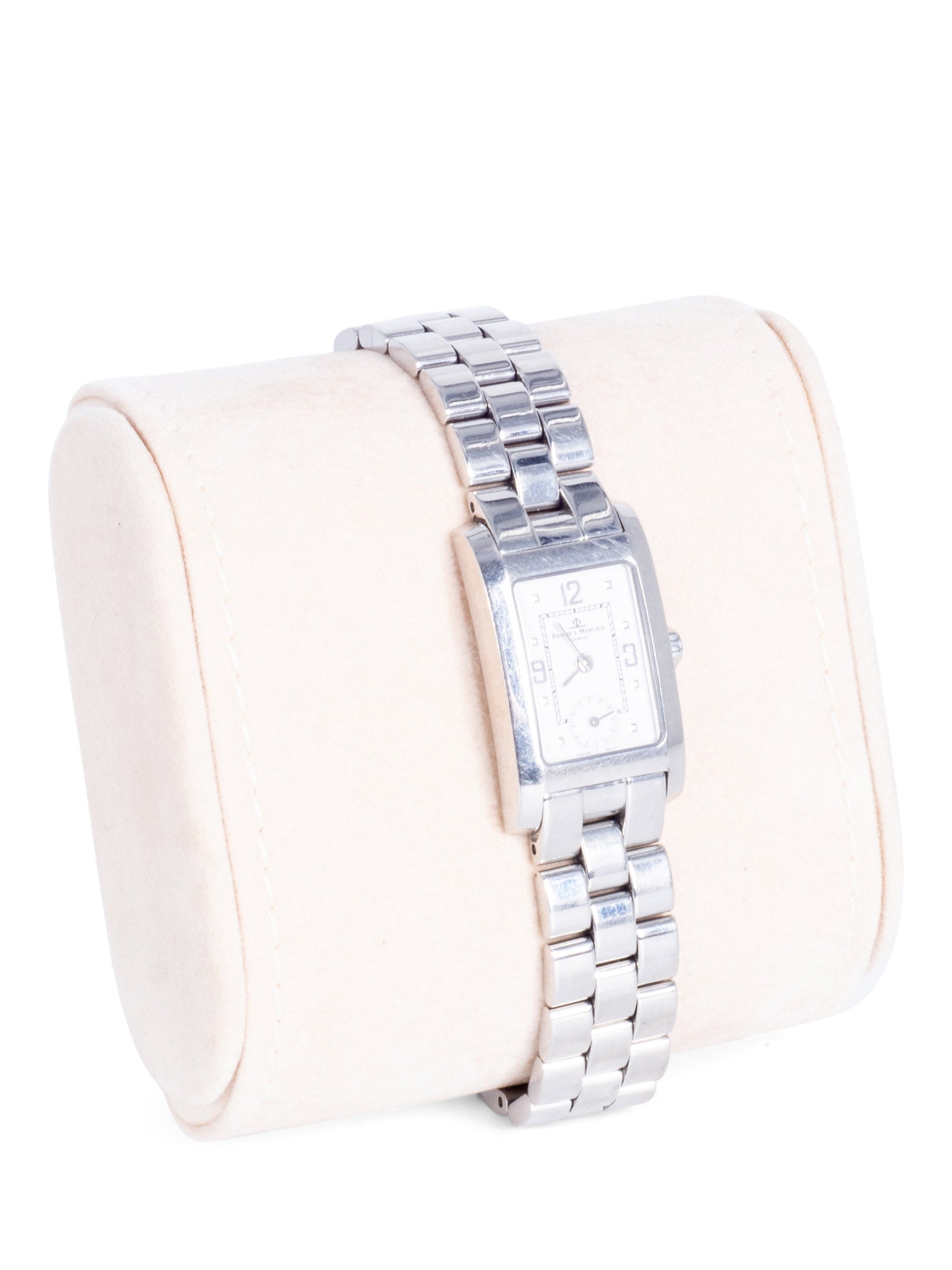 Baume & Mercier Stainless Steel Rectangular Watch White-designer resale
