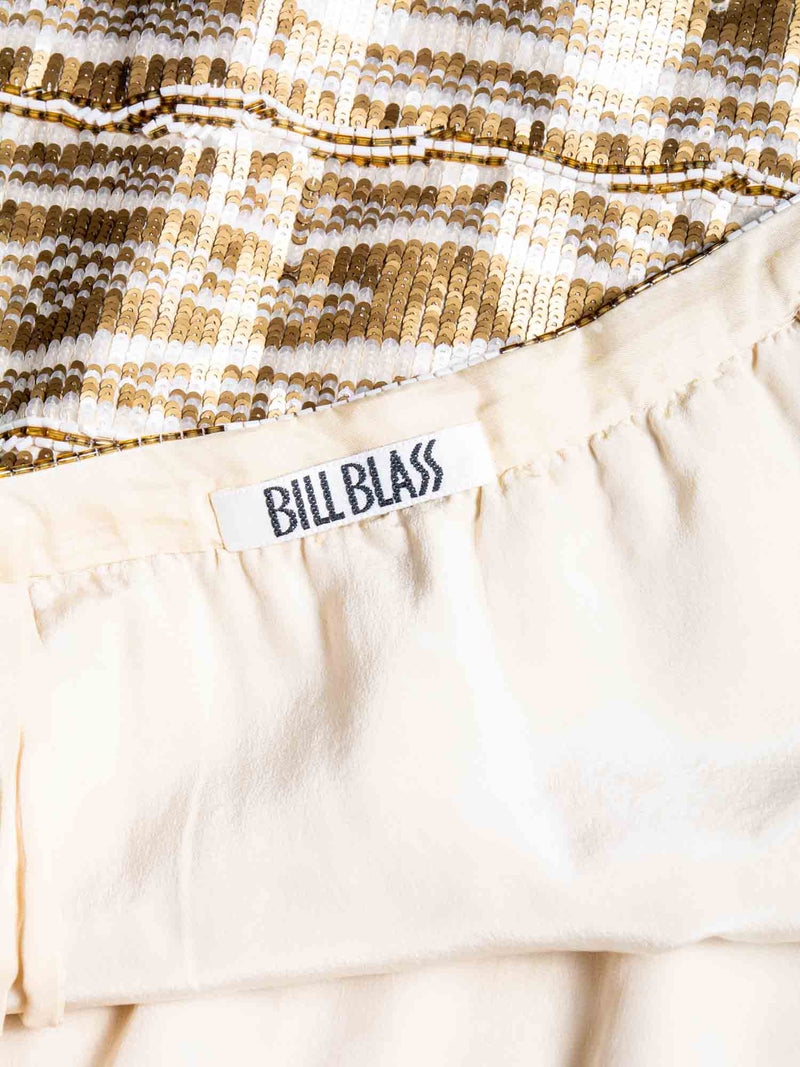 Bill Blass Sequin Hand Made Midi Skirt Gold-designer resale
