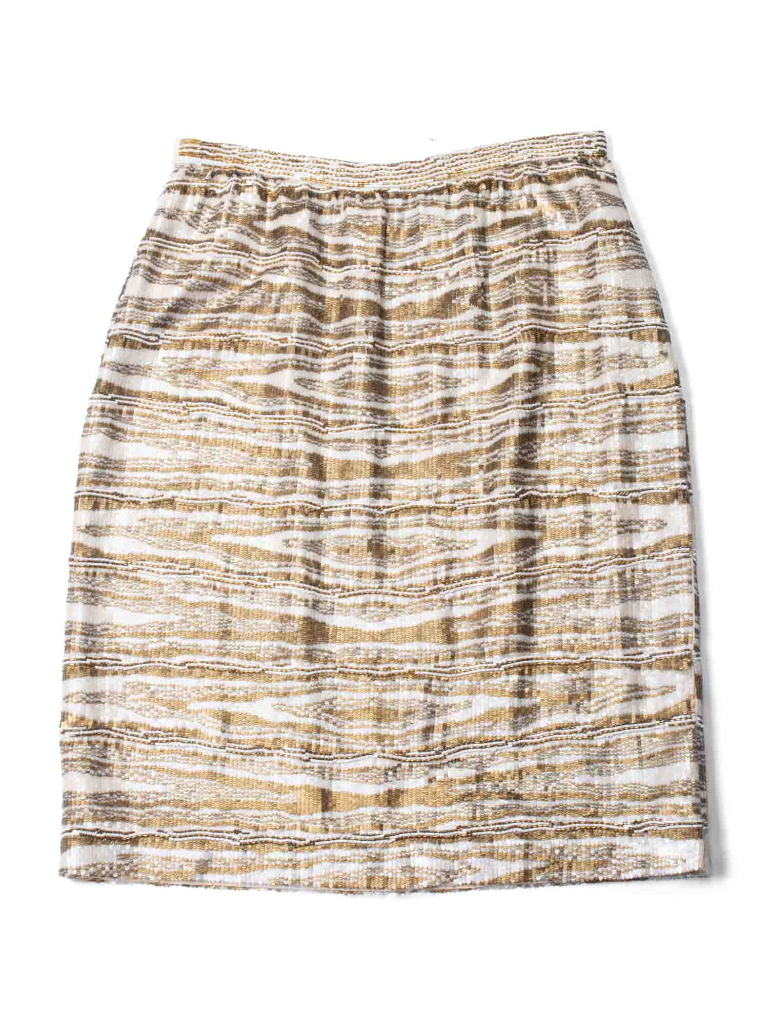 Bill Blass Sequin Hand Made Midi Skirt Gold