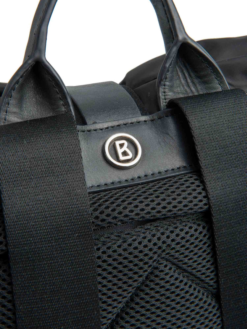 Bogner Logo Leather Nylon Puffy Backpack Black-designer resale