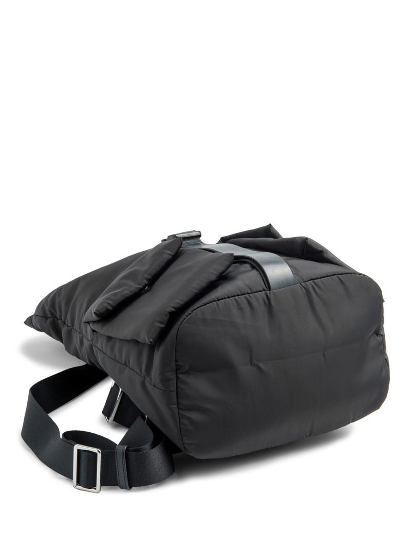bogner mini backpack Bogner Logo Leather Nylon Puffy Backpack Black