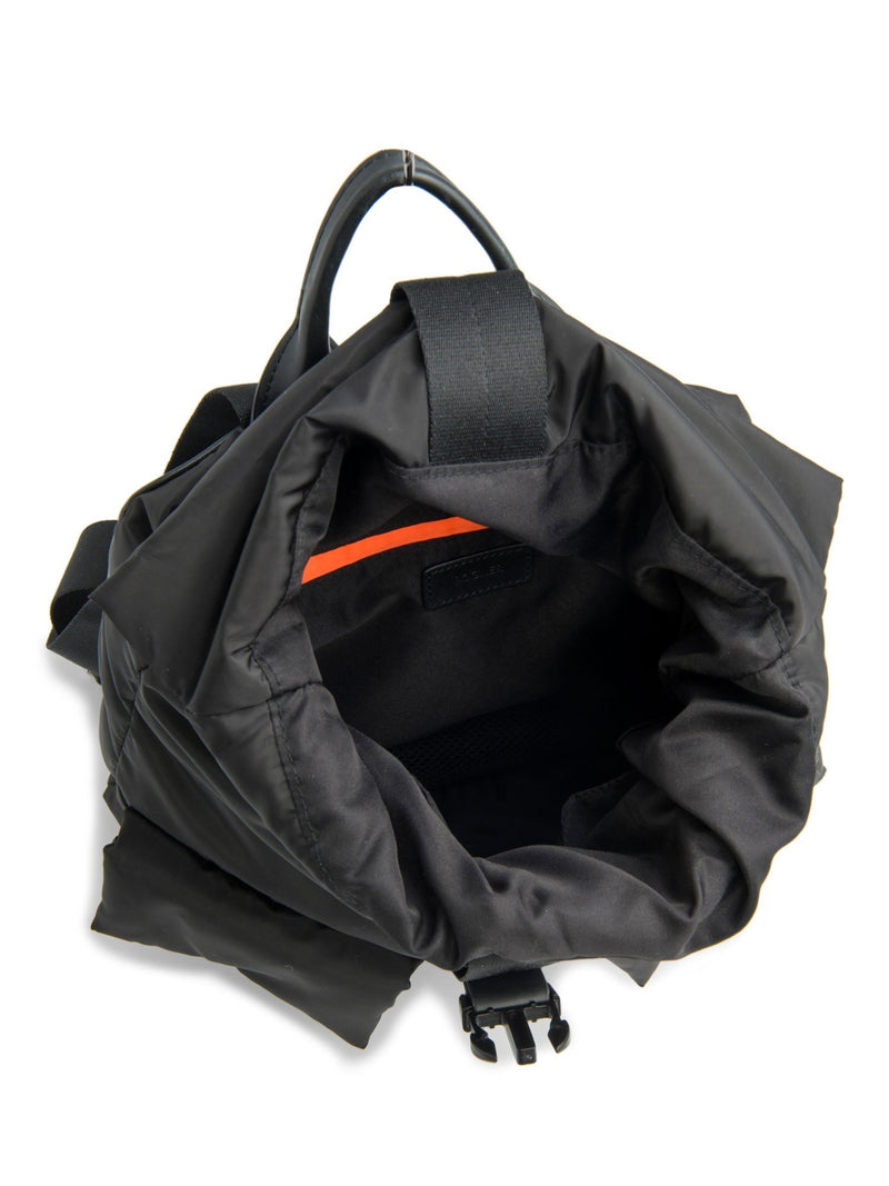 bogner leather backpack Bogner Logo Leather Nylon Puffy Backpack Black