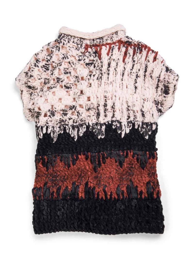 Bottega Veneta Crochet Wool Sleeveless Open Vest Multicolor-designer resale