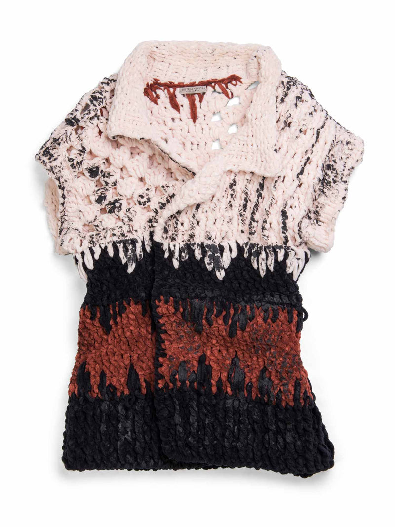 Bottega Veneta Crochet Wool Sleeveless Open Vest Multicolor-designer resale