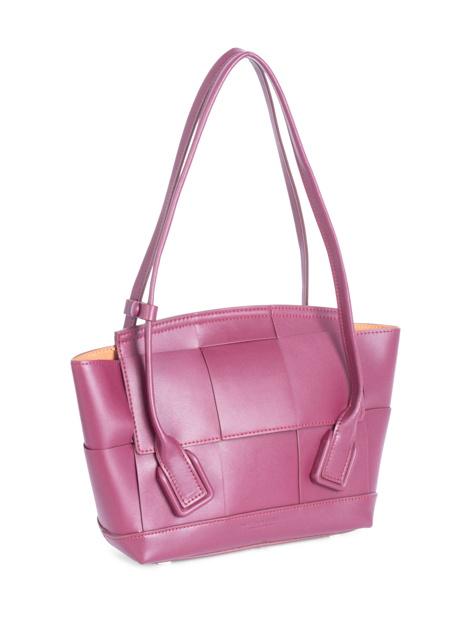 Bottega Veneta Intercciato Leather Arco Top Handle Bag Burgundy-designer resale