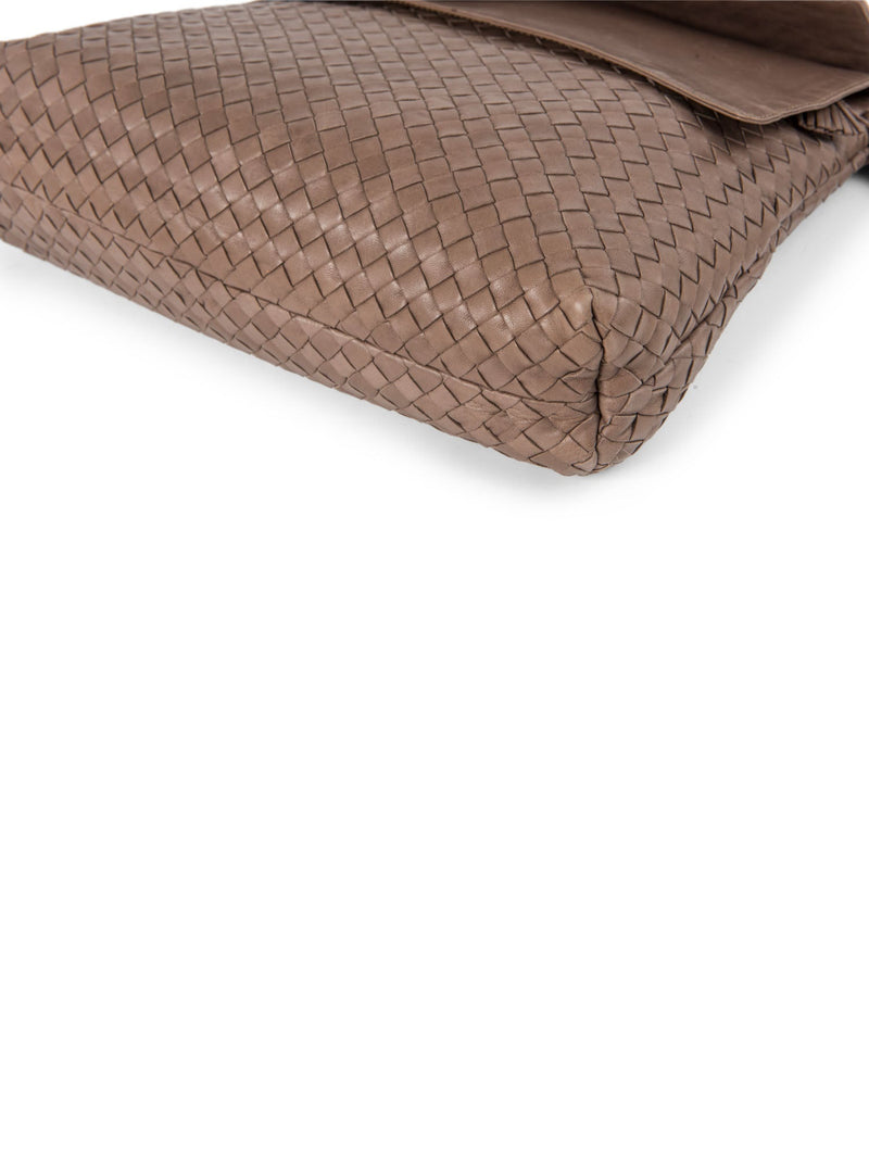 Bottega Veneta Intrecciato Flap Messenger Bag Taupe-designer resale