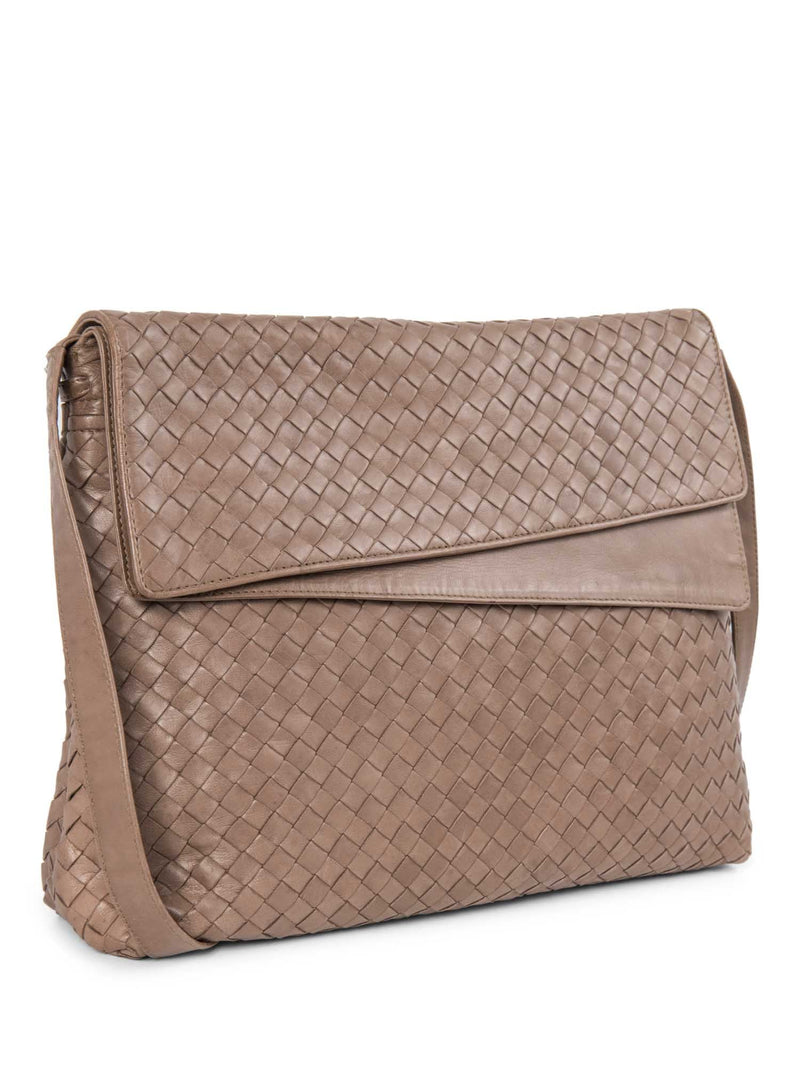 Bottega Veneta Intrecciato Flap Messenger Bag Taupe-designer resale
