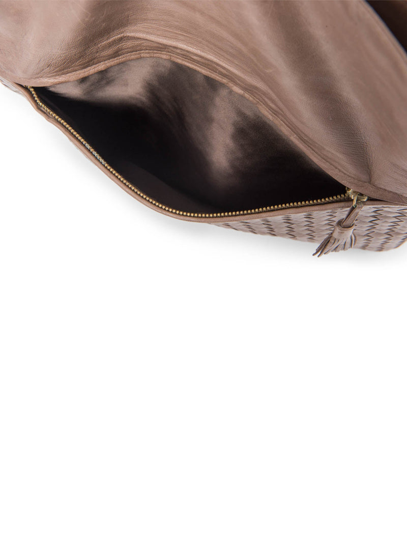 Bottega Veneta Intrecciato Flap Messenger Bag Taupe-designer resale