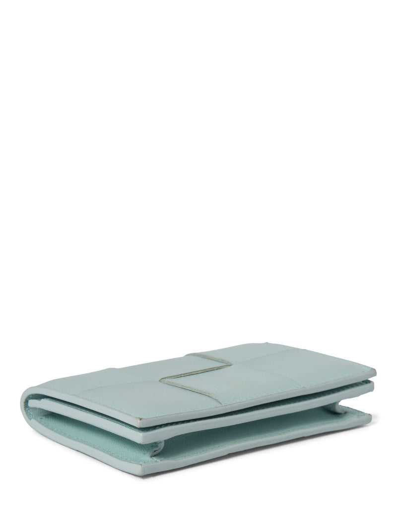 Bottega Veneta Leather Intercciato Wallet Mint Blue-designer resale