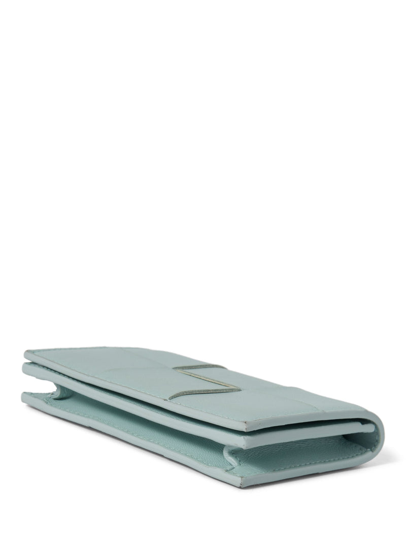 Bottega Veneta Leather Intercciato Wallet Mint Blue-designer resale