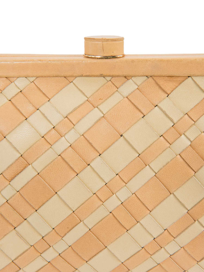 Bottega Veneta Nappa Intercciato Kisslock Top Handle Bag Ivory Beige-designer resale