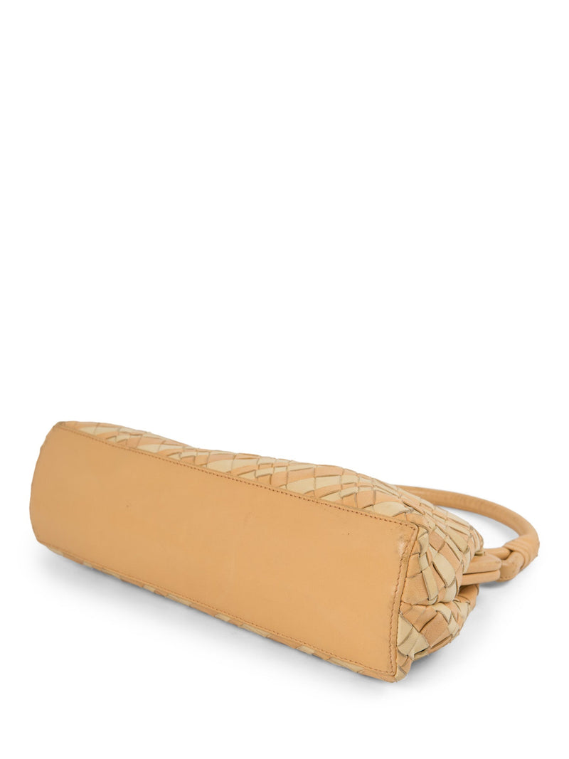 Bottega Veneta Nappa Intercciato Kisslock Top Handle Bag Ivory Beige-designer resale