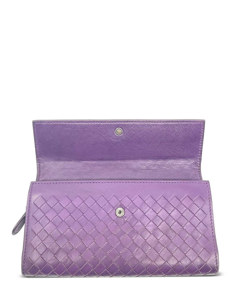 Bottega Veneta Nappa Intrecciato Flap Wallet Purple-designer resale