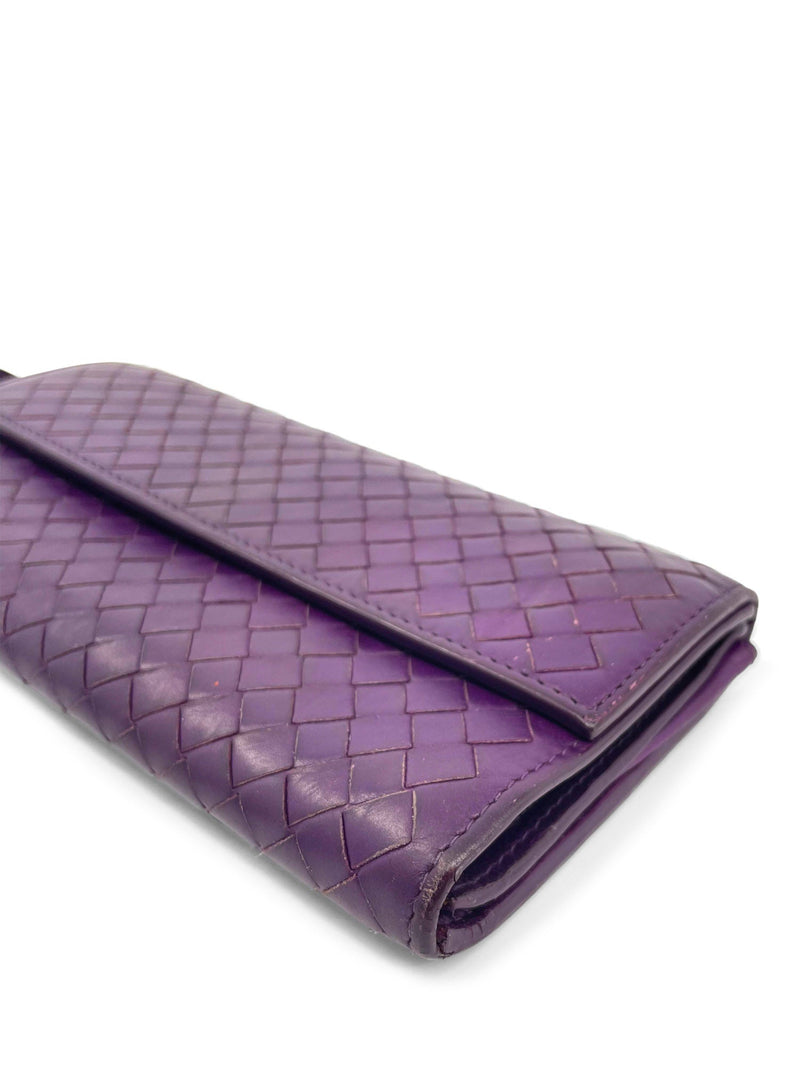 Bottega Veneta Nappa Intrecciato Flap Wallet Purple-designer resale