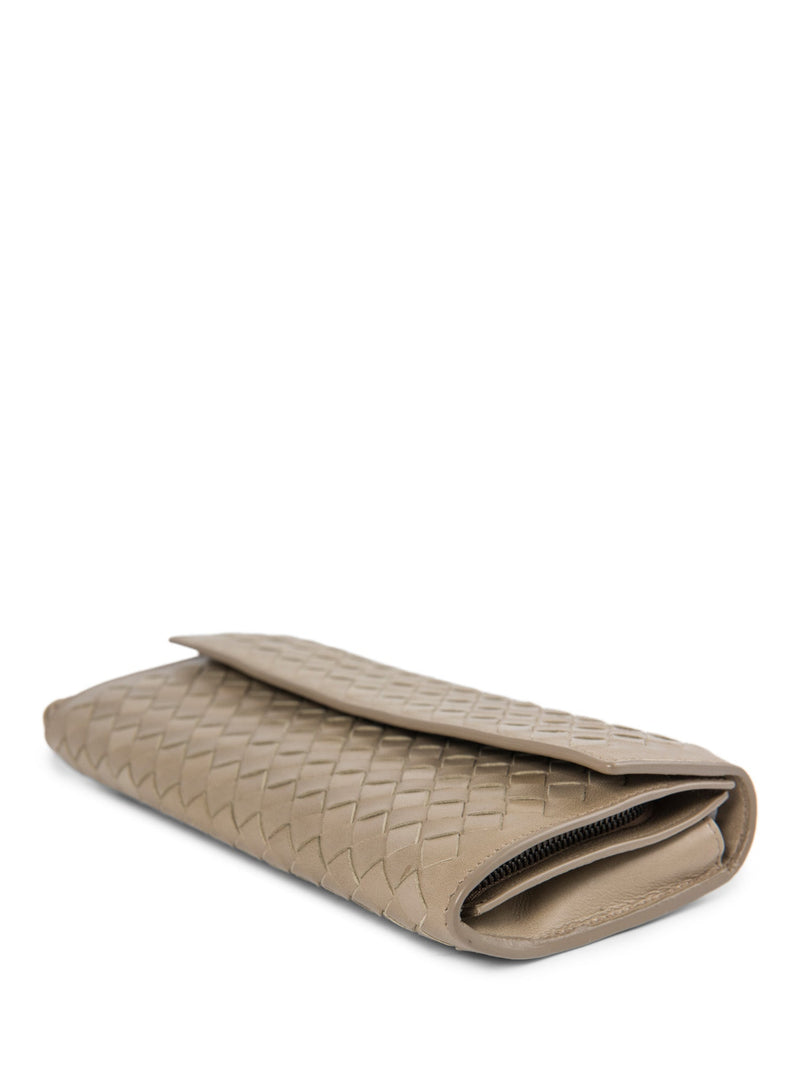 Bottega Veneta Nappa Intrecciato Flap Wallet Taupe-designer resale