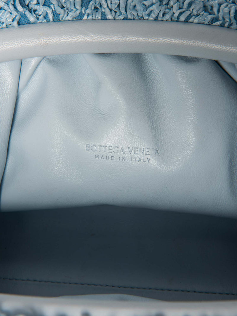 Bottega Veneta Raffia Leather Messenger Bag Blue-designer resale